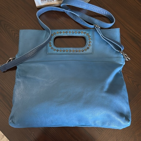 Free People Blue Leather Studded Convertible Women's Bag - Picture 2 of 8